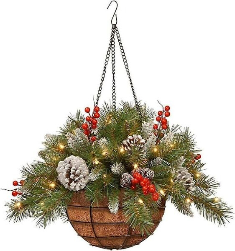 REMAKE Julepynt Flokket Blandet Julekrans Dekorasjoner Med LED Lys, Egnet For Innendørs Utendørs Hjem Julepynt