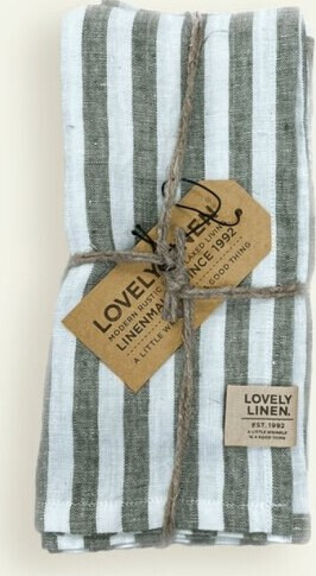 Lovely Linen Misty serviett 45 x 45 cm 4-pk, Edge Jeep Green