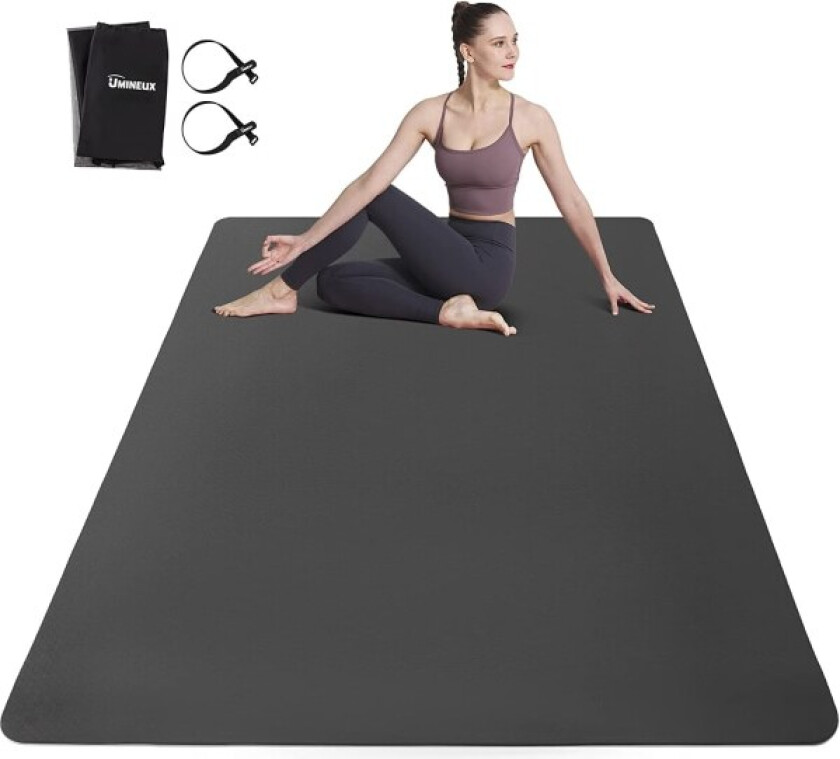 Ekstra bred yogamatte for menn og kvinner, 1/4 tomme tykk, stor