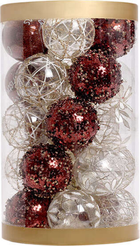 25 stk Julekule, Julekule til Juletreet, 5 Stiler Uknuselige Julebæll Hengekuler for Festdekorasjoner