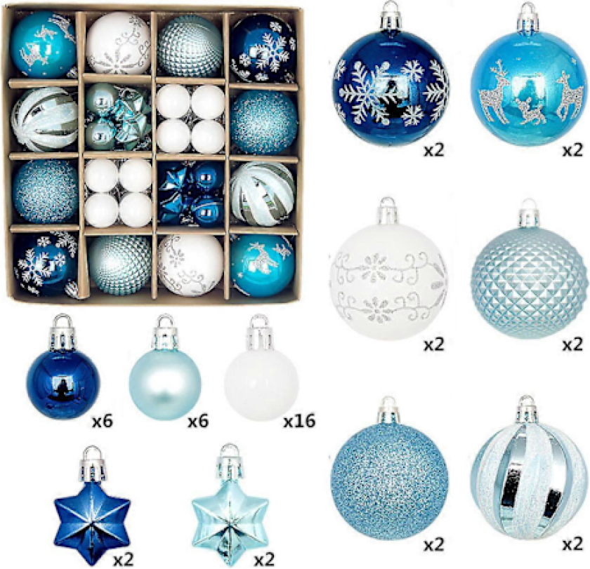 Julepynt, Malte Julekuler Sett, Plastkuler Vindu, Juletre Juletre Liten Henger