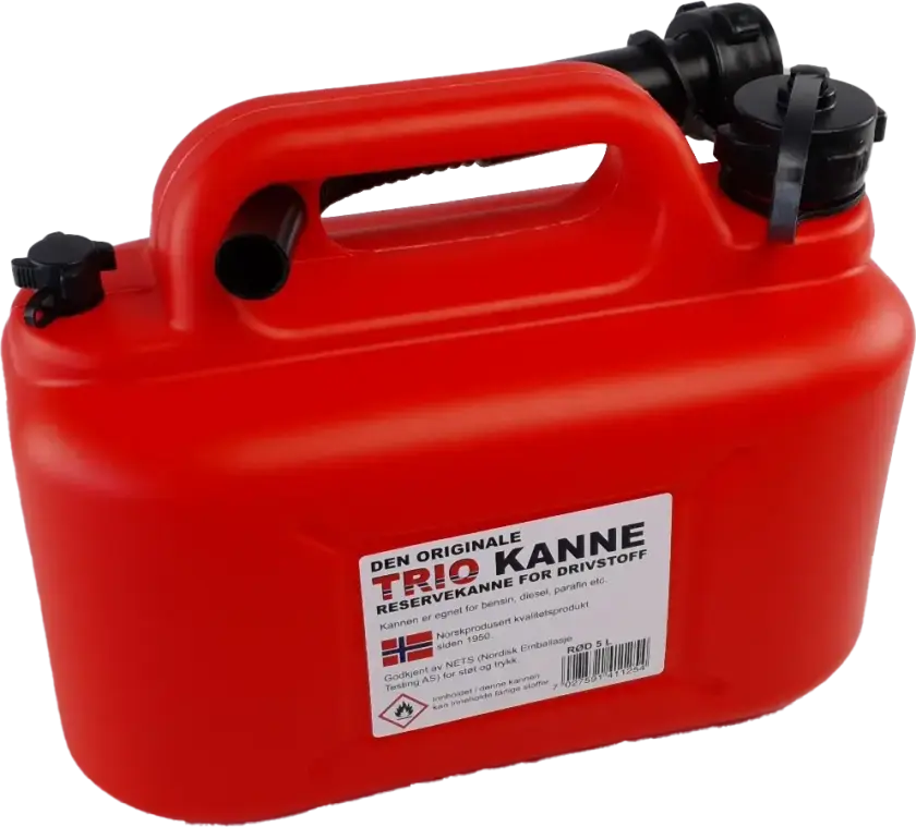 Bensinkanne Trio 5ltr. Plast Rød