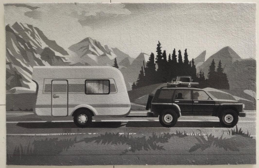 Dørmatte Camping 45x30cm grå