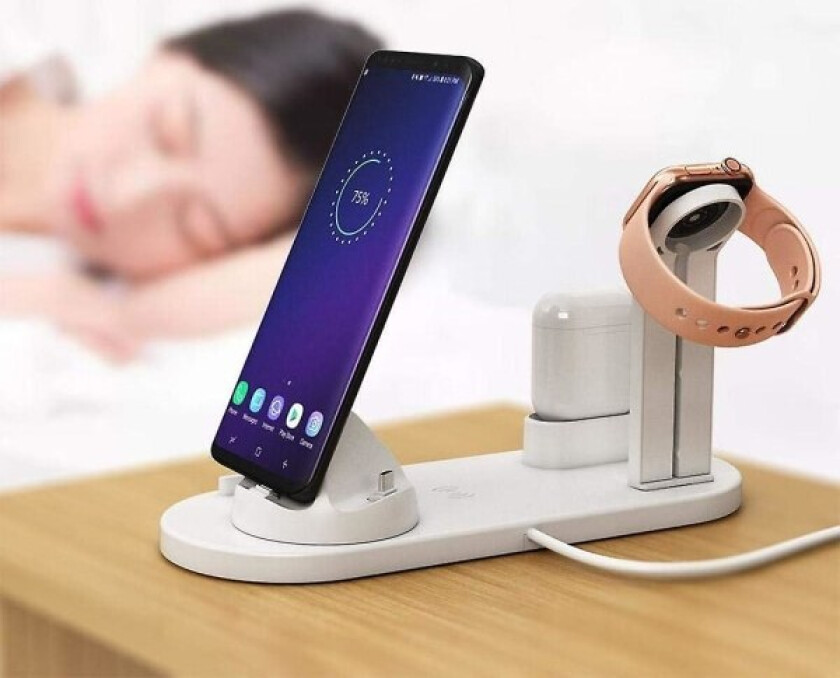 4-i-1 Trådløs Ladestasjon Kompatibel med Apple-produkter Flere Enheter Apple Watch Ultra 8 7 Se Airpods 2 Iphone 14 13 Pro Max Rask Lader S White