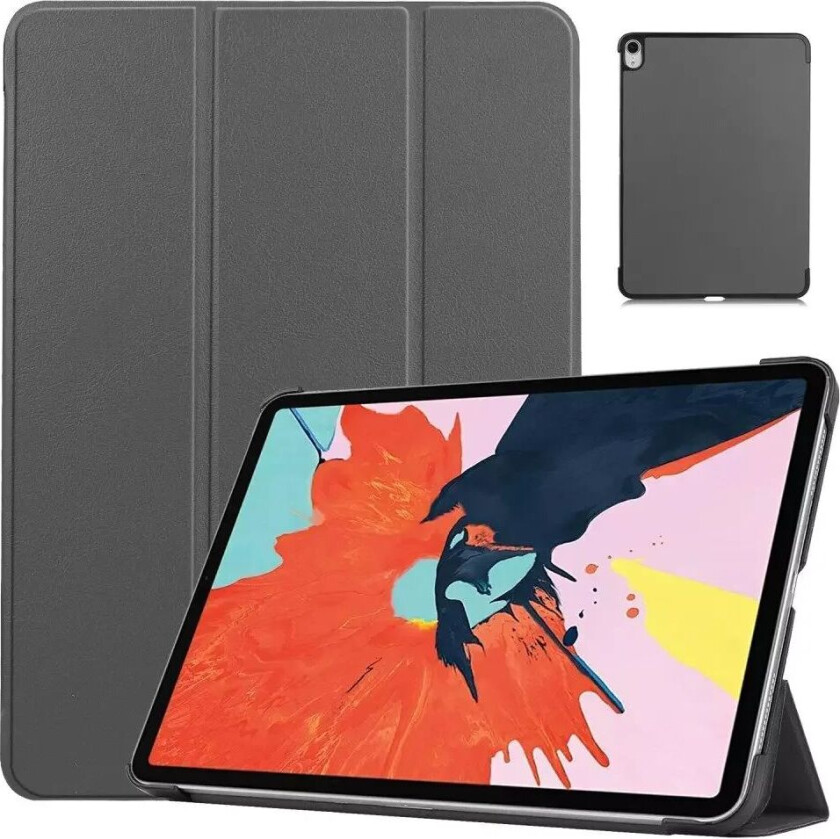 iPad Air (2022/2020) Tri-fold Skinn Flip Deksel med Stylus Pen Holder - Grå