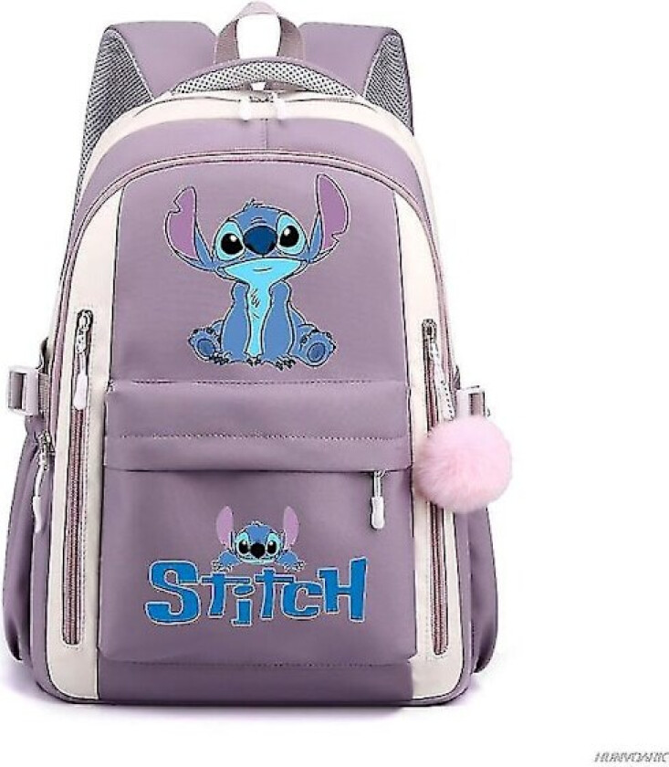 Lilo og Stitch Ryggsekk, Høy Kapasitet, Vanntett, College Skoleveske, Trendy Laptopveske for Kvinner og Menn