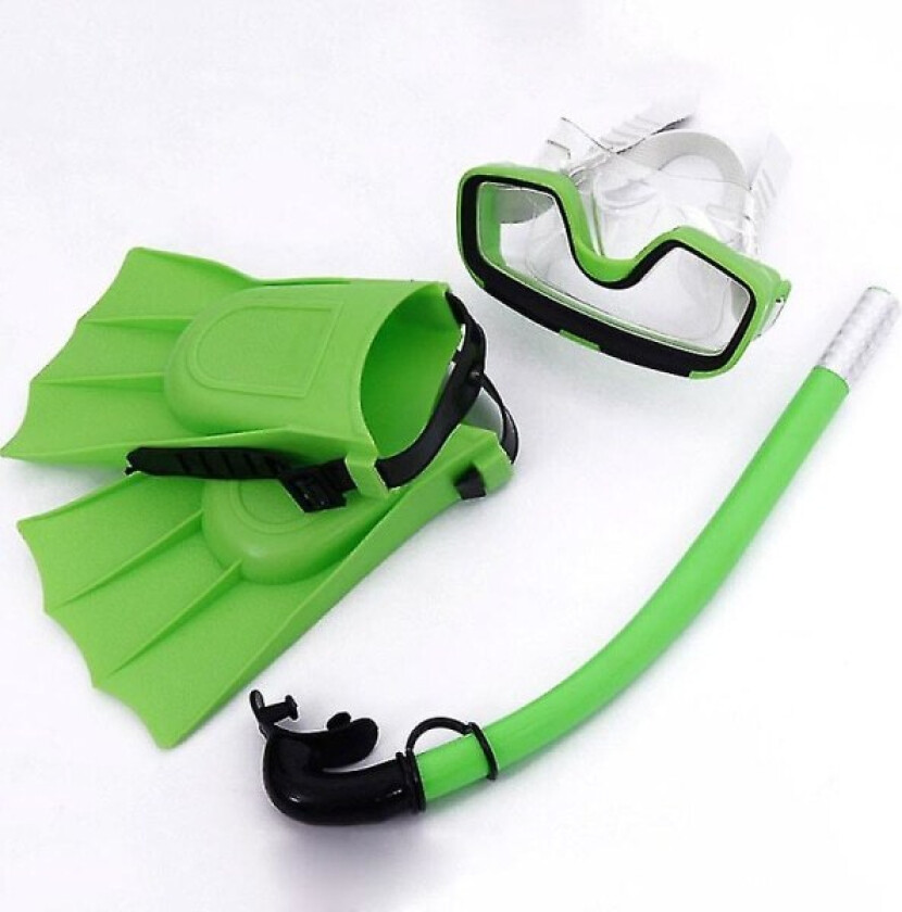 Barn Dykkemaske Sett Anti-dugg Svømmebriller Masker Snorkel Finne Sett For Barn Gutter Jenter green