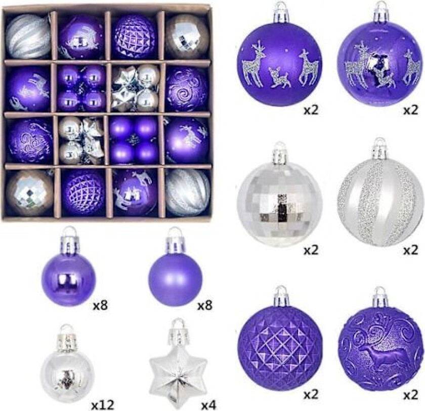 Julepynt, Malte Julekuler Sett, Plastkuler Vindu, Juletre Juletre Liten Henger