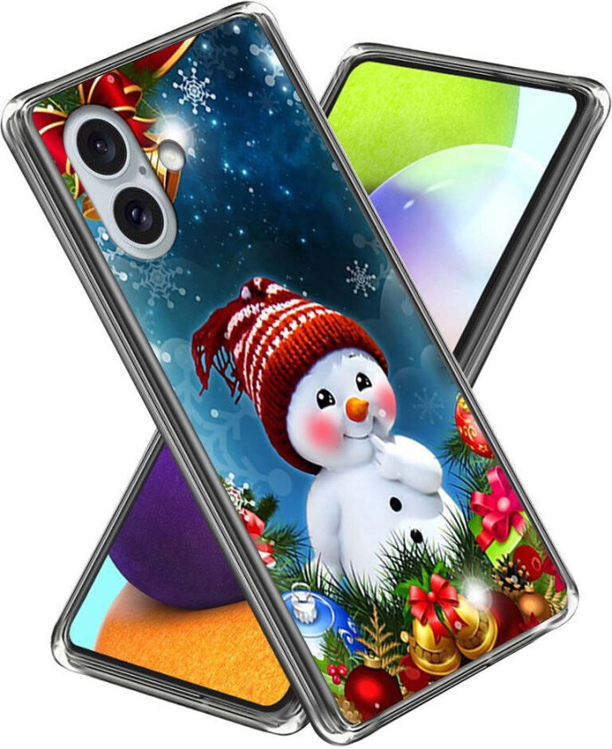 Fleksibelt Plast Juledeksel for iPhone 16 - Lille snømann