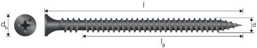 Hardgipsskrue Fosfat Bånd 3,9x41mm