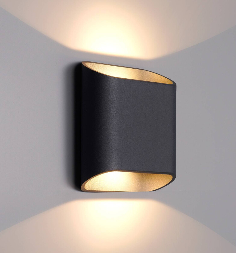 Utendørs LED-vegglampe, grafitt, opp & ned, CCT, dimbar, aluminium