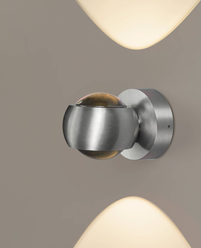 Utendørs LED-vegglampe, aluminiumsfarget, up&down, CCT, dimbar