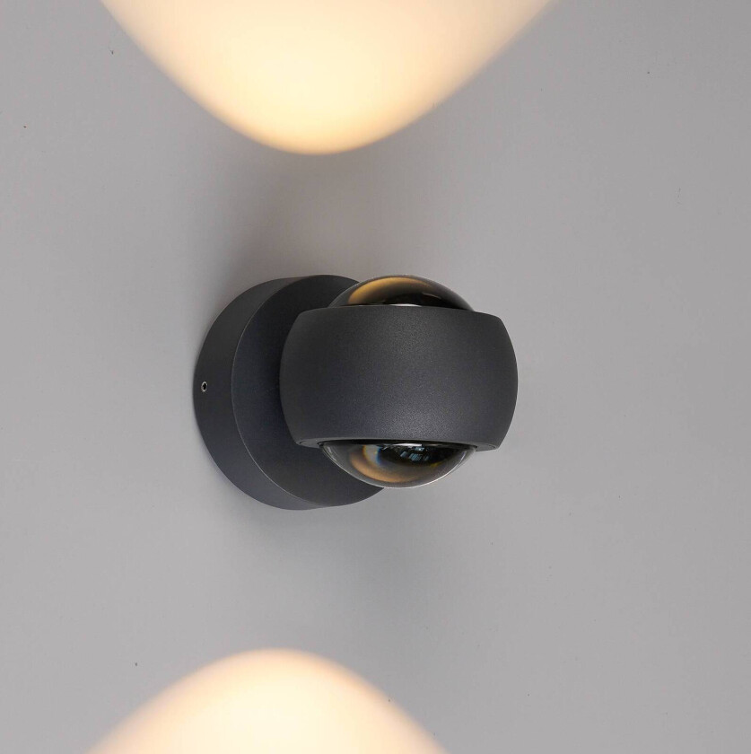 Utendørs LED-vegglampe, grafitt, opp & ned, CCT, dimbar, aluminium