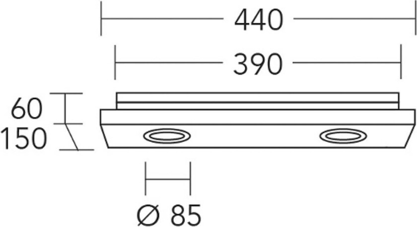taklampe Lennon, 44 cm, 2 lyskilder, tre, GU10