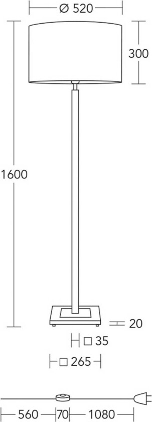 gulvlampe Titos, tre, hvit, 160 cm høy, E27