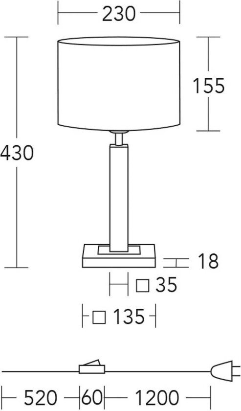 bordlampe Titos, tre, hvit, 43 cm høy, E27