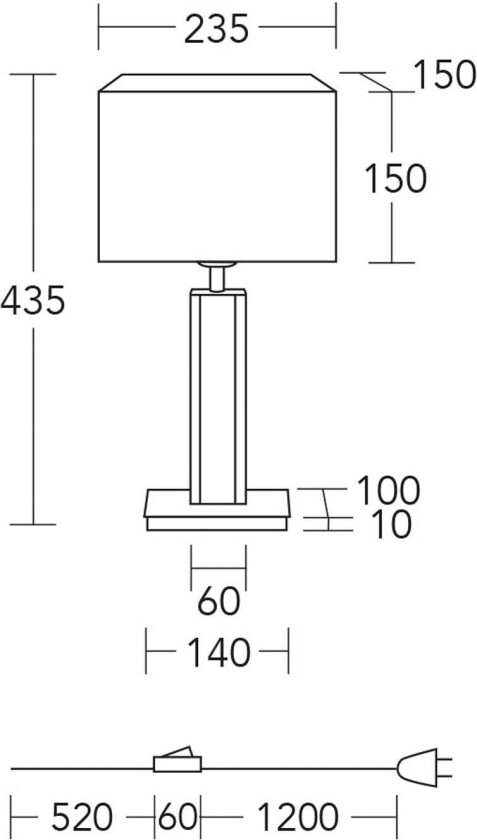 bordlampe Karl G, kantet, tre/granitt, hvit, E27