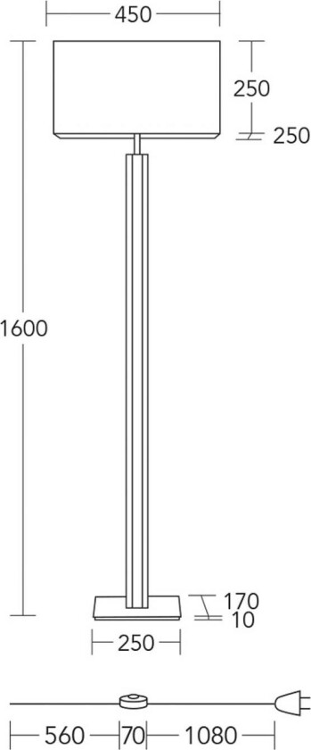 gulvlampe Karl K, kantet, tre, hvit, 160 cm, E27