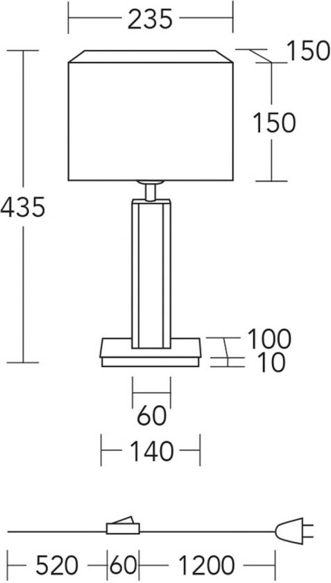 bordlampe Karl K, kantet, tre, hvit, 44 cm, E27