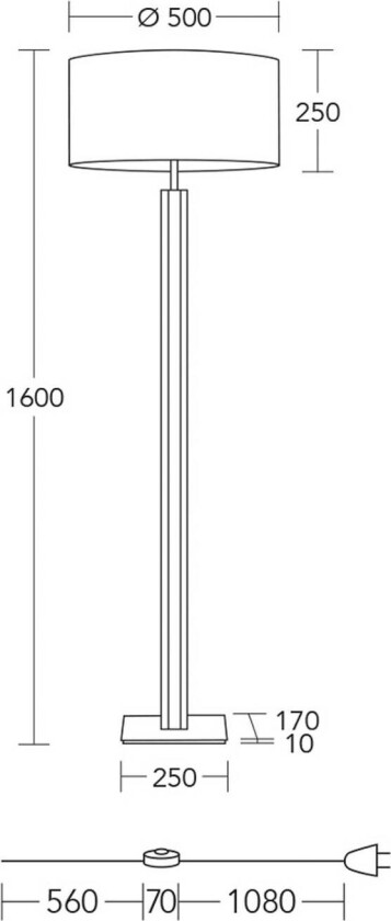 gulvlampe Karl K, rund, tre, hvit, 160 cm, E27