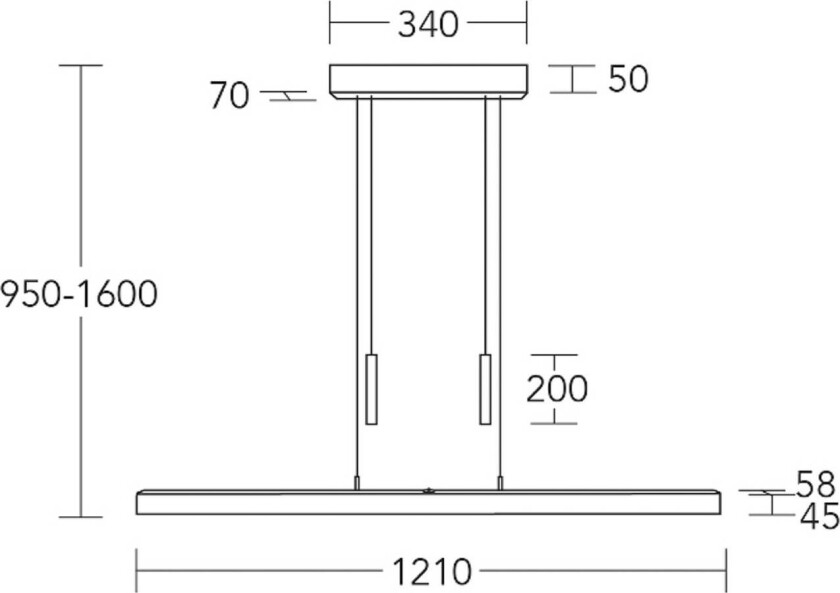 LED-hengelampe Leonora, tre, opp/ned, dimbar