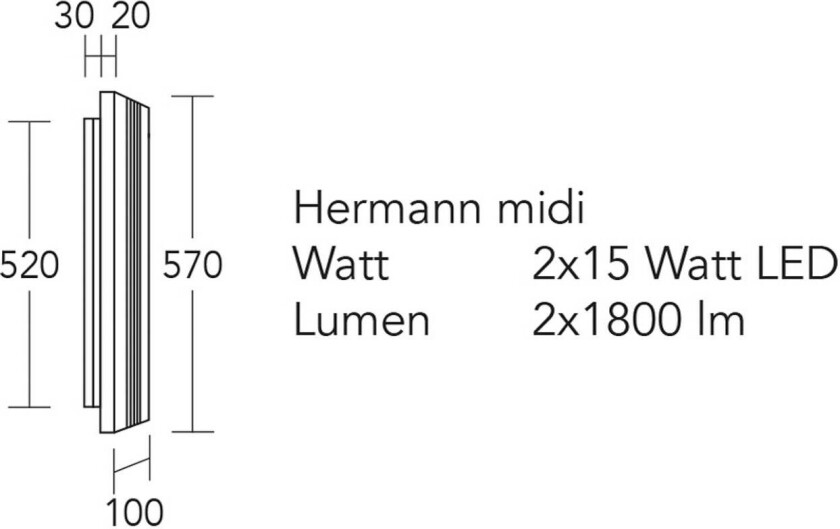 LED-vegglampe Hermann midi, oljet eik, dimbar