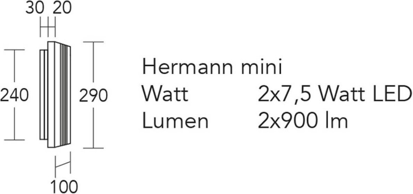 LED-vegglampe Hermann mini, eik natur, dimbar