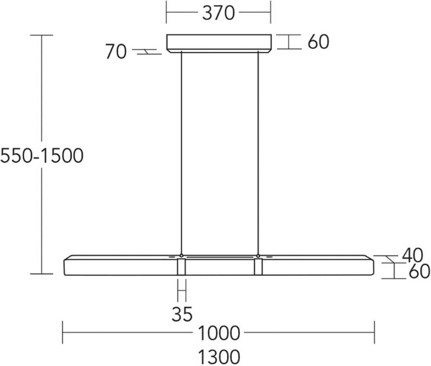 LED-hengelampe Marley, tre, opp/ned, dimbar