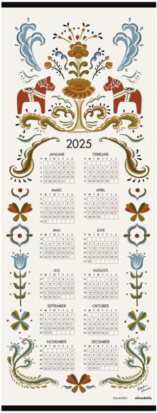Dalahäst kalender 2025 35x90 cm