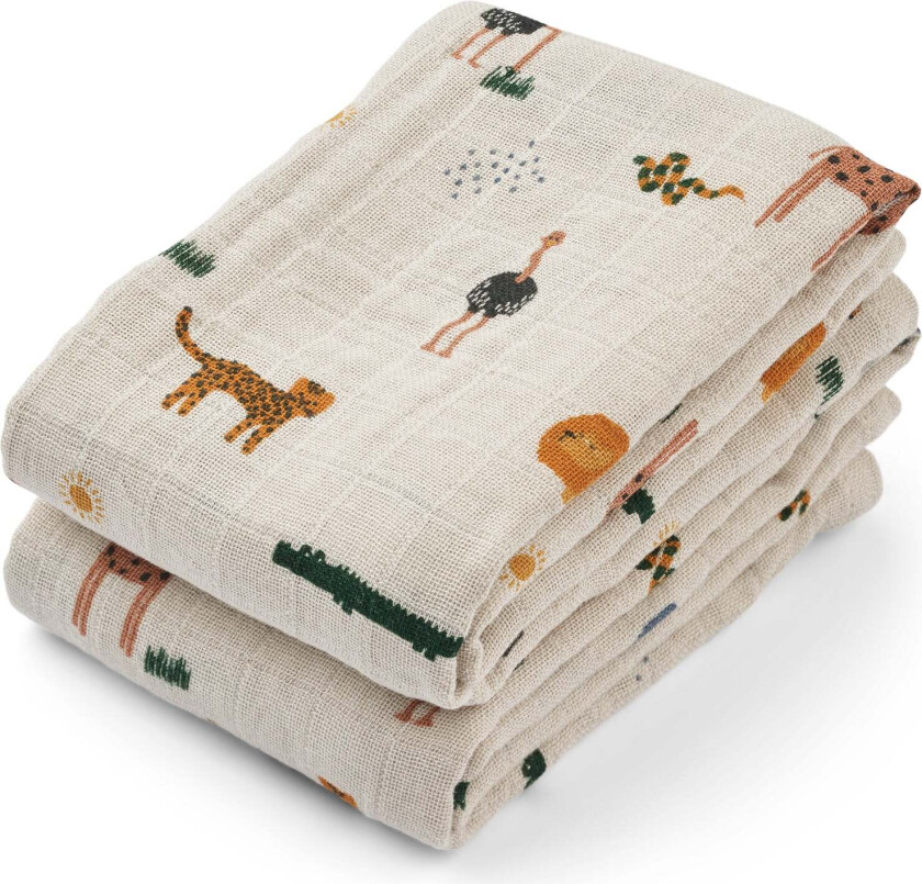 Bilde av Lewis Musselinteppe 2-Pack, Safari/Sandy - Gulpekluter & Babytepper - Bomull