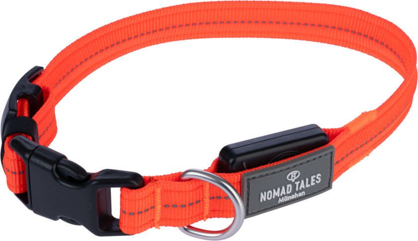 Spirit USB LED nylonhalsbånd, oransje - Størrelse M: Halsomkrets 36-51 cm