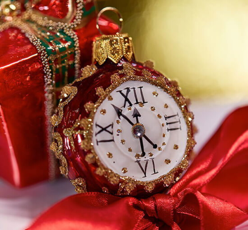 Odette klokke juletrepynt rød