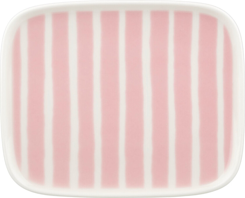 Piccolo tallerken 15 x 12 cm, hvit/rosa