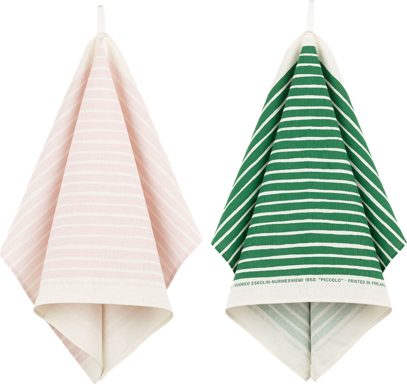Bilde av Piccolo kjøkkenhåndkle 2 stk, hvit/grønn/rosa