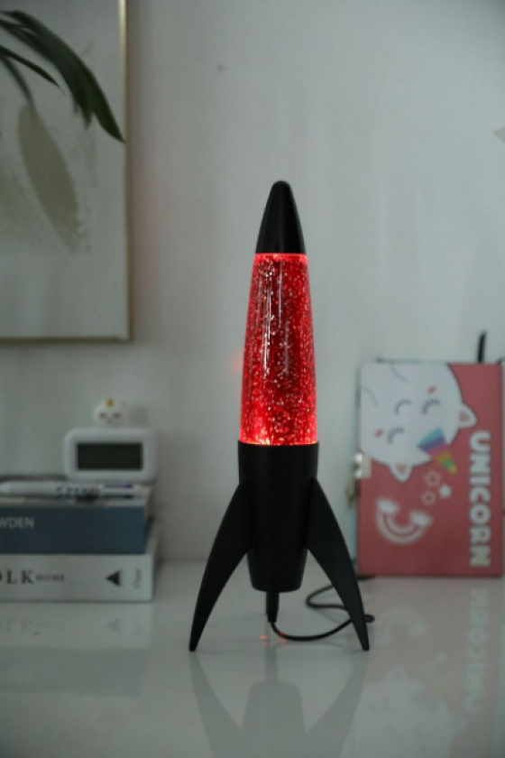 Rocket Glitter Lamp - Red