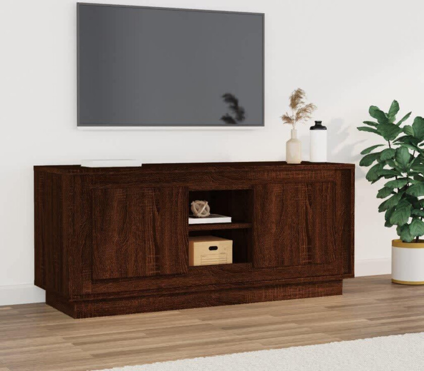 TV-benk brun eik 102x35x45 cm konstruert tre