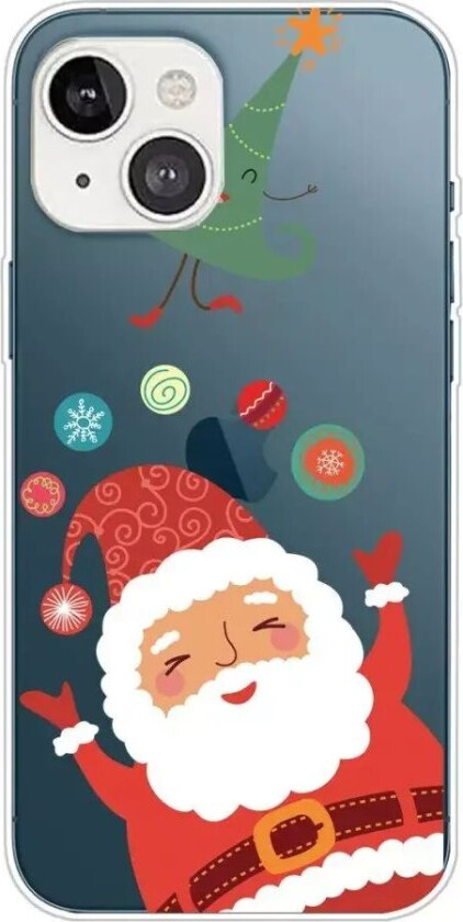 iPhone 14 Fleksibel Plast Jul Deksel - Julemann og Juletre