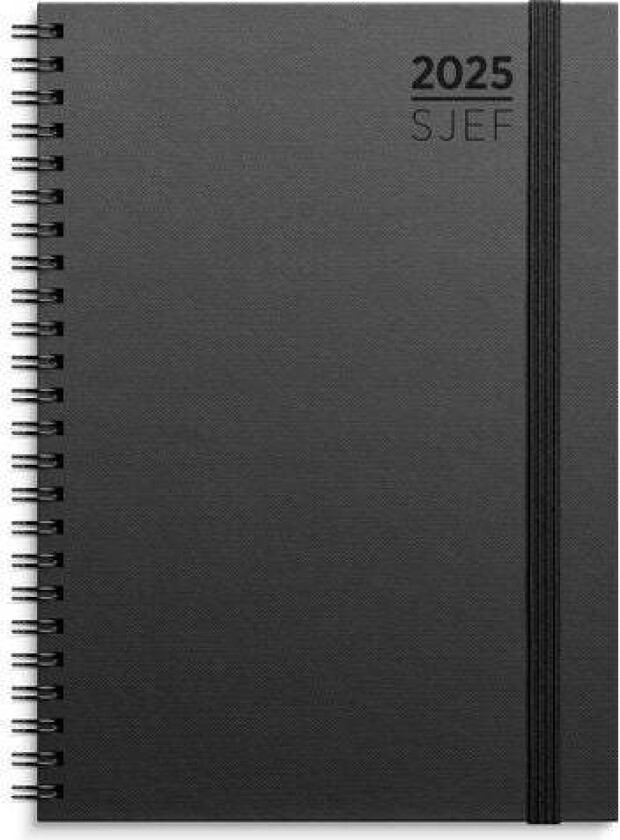 Sjefskalender Grieg A5 spiral 2025 sort
