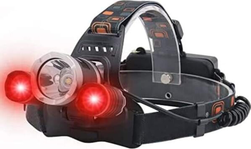 Laderbar hodelykt, 3 moduser Hvit og Rød LED Jaktlykter, 5000 Lumen Taktisk Hodelykt Rød Lys Hodelykt for Løping, Camping