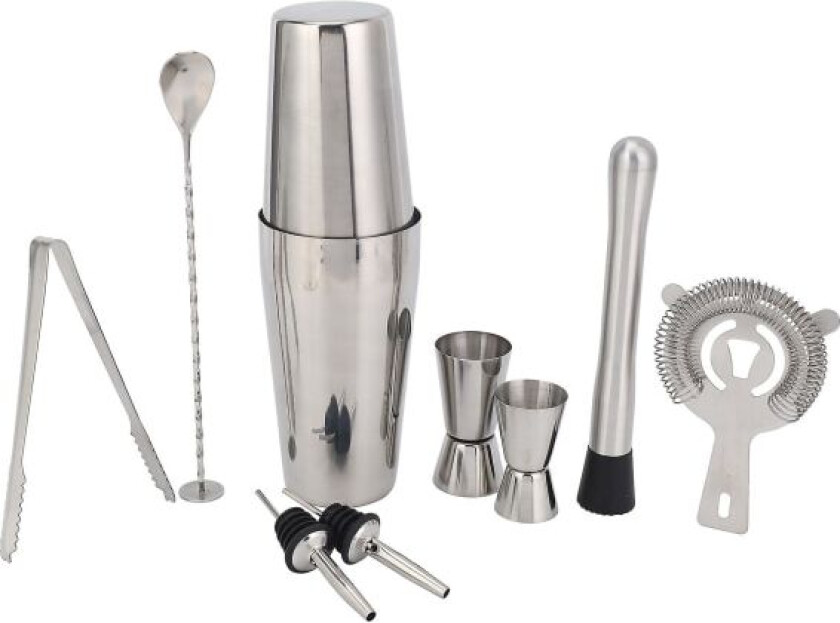 Boston Shaker Cocktail Shakersett 9-delt, Martini Shaker, Bartendersett med Hawthorne-filter/IC