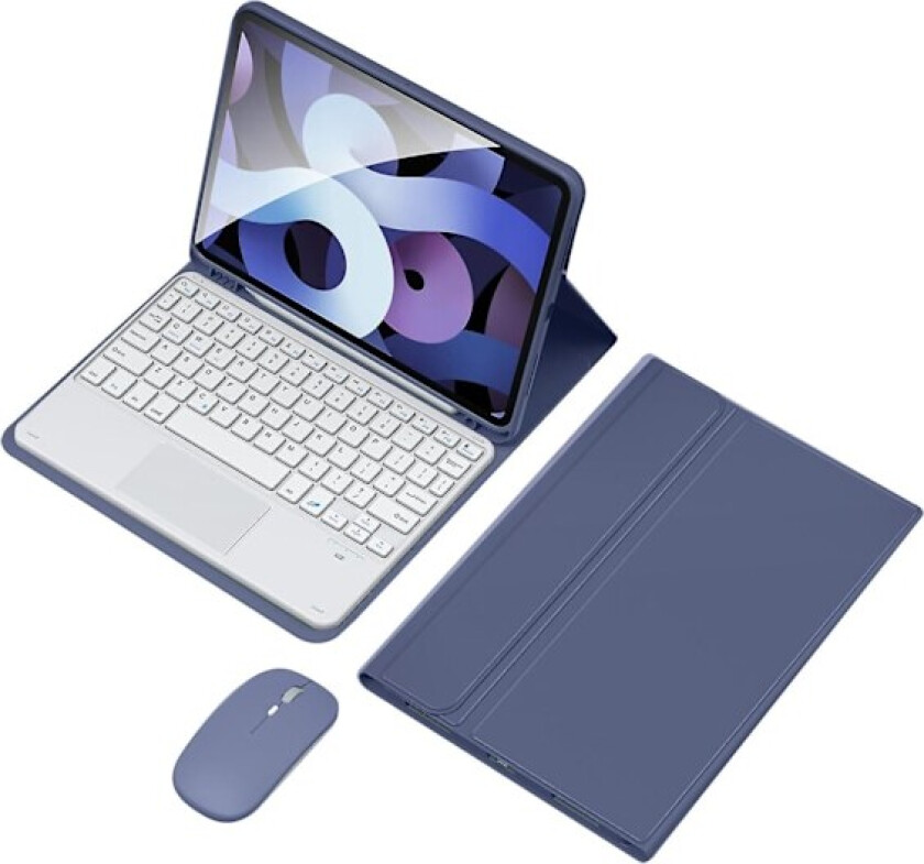 Trådløst tastaturdeksel med mus for iPad 10.9 (2022), PU Folio Flip Cover Bluetooth tastaturdeksel Purple iPad 10.9 (2022)