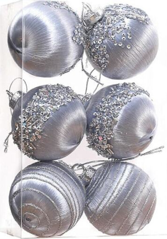 Julepynt, Julekuler, 6 stk Hvite Juletrærpynt, Hengekuler Julekuler gray