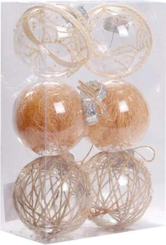 6 stk Julekuler, Ornamenter Knusefrie Juledekorasjoner, Juletre Bryllupsfestdekorasjoner Kule, 8cm
