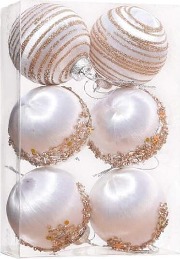 Julepynt, Julekuler, 6 stk Hvite Juletrærpynt, Hengekuler Julekuler white