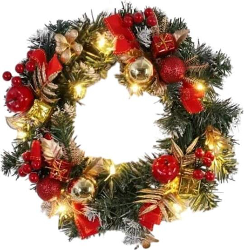 Gyllen Julekrans med Lys Smijern Tre Dørkrans Julekrans/krans Høst/Innendørs Utendørs Hjemmedørkrans/julekrans