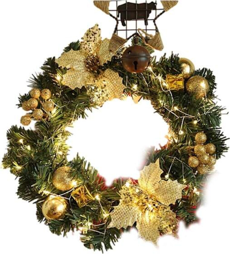 Gyllen Julekrans med Lys Smijern Tre Frontdør Julekrans/krans Høst/Innendørs Utendørs Hjemmedør Krans/julekrans