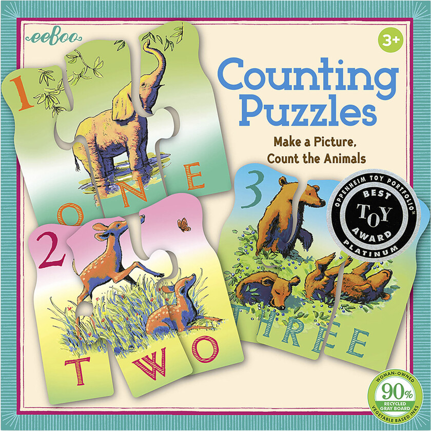 Eeboo Leg&Lær Puslespil - Tæl et dyr på Engelsk - Puslespil