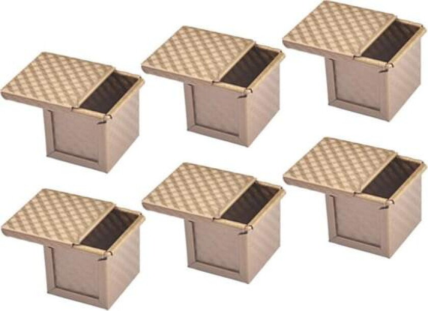 6x Firkantet Brødform med Lopp Toastform Brødform Pullman Brødform med Lopp Non-Stick Mini Vann C