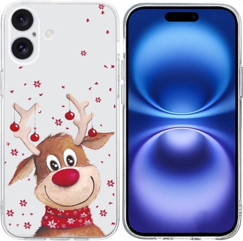 iPhone 16 Jule Deksel Fleksibelt Plast - Reinsdyret Rudolf