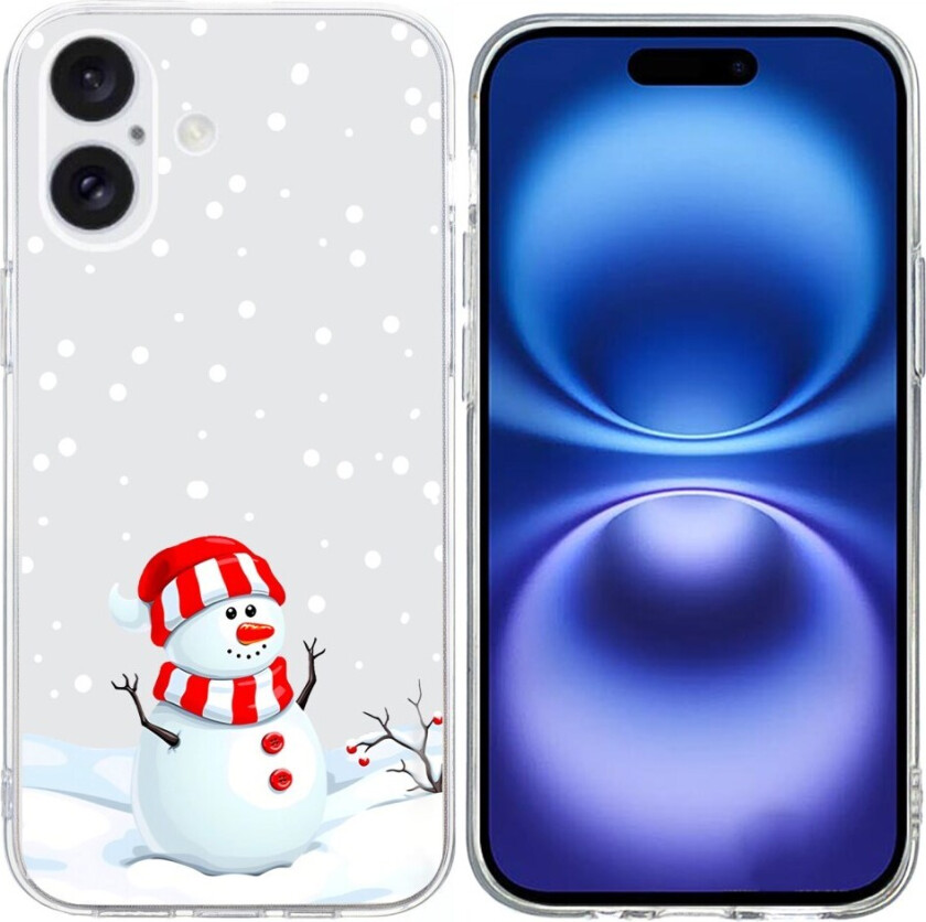 iPhone 16 Jule Deksel Fleksibelt Plast - Snømann i Snøen